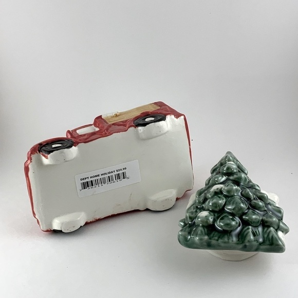 Christmas Canister Farm Vintage Truck Cookie Jar Treat Jar Hand Painted Ceramic - Picture 11 of 16